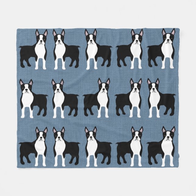 Couverture Polaire Blanchisserie de la flotte de Boston Terrier (Devant (Horizontal))