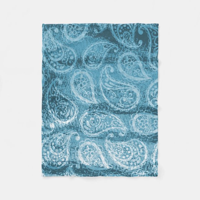Couverture Polaire Blanchisserie en laiton bleu Paisley (Devant)