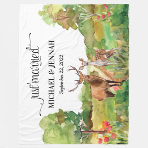 Couverture Polaire Blanchisserie mariée avec Buck et Doe Deer