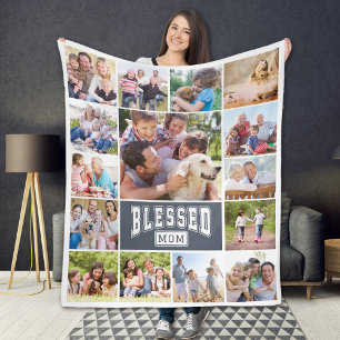 Couverture Polaire Blessed Mom 15 Photo Collage