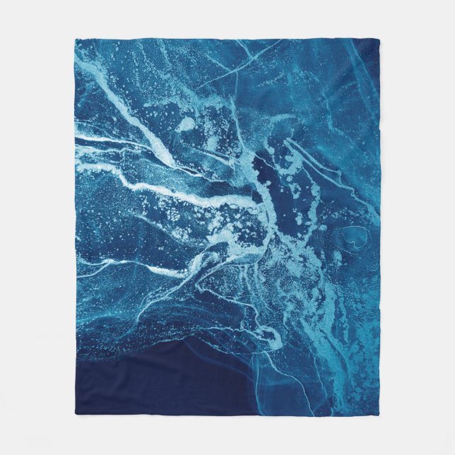 Couverture Polaire Bleu Abstrait. Bleu et blanc Blots. Effacer w (Devant)
