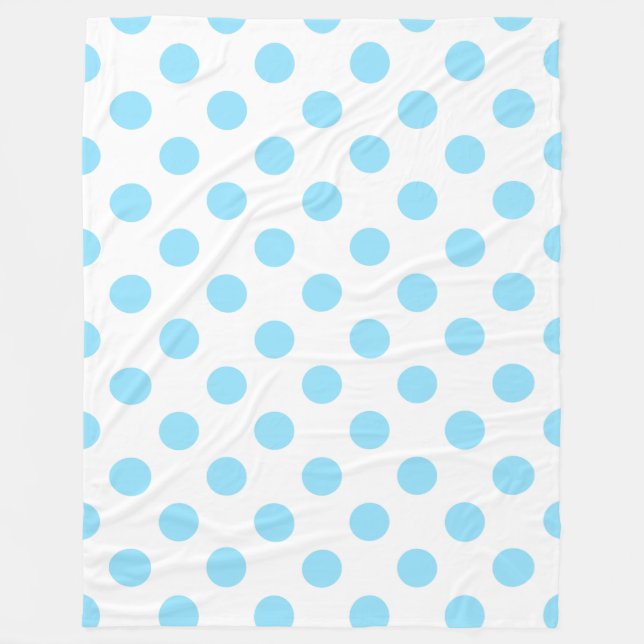 Couverture Polaire Bleu bébé et pois blancs (Devant)