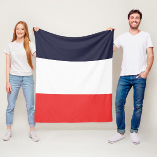 Couverture Polaire Bleu blanc et rouge rayé