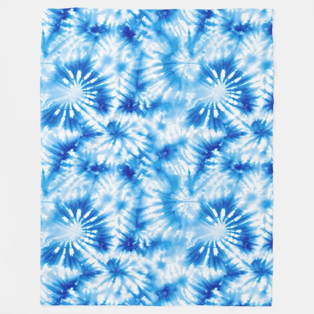 Couverture Polaire Bleu Blanc Tie Dye  (Devant)
