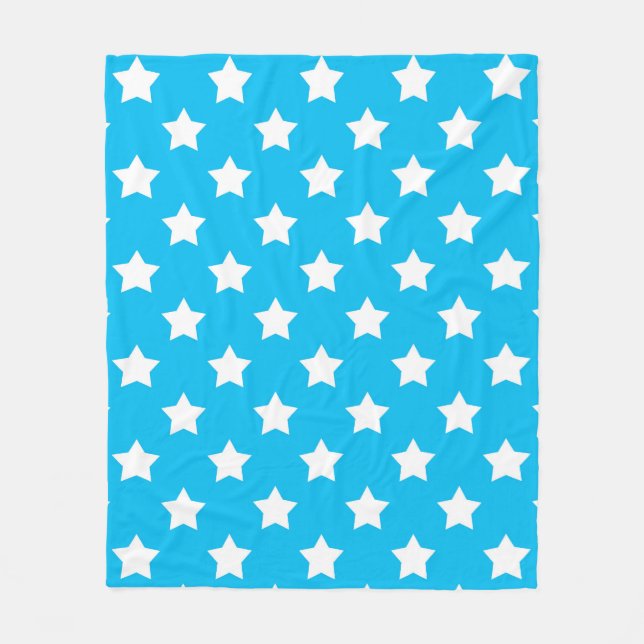 Couverture Polaire Bleu Blancs Etoiles Motif (Devant)