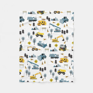 Couverture Polaire Bleu Camions de construction et Motif à thème du s