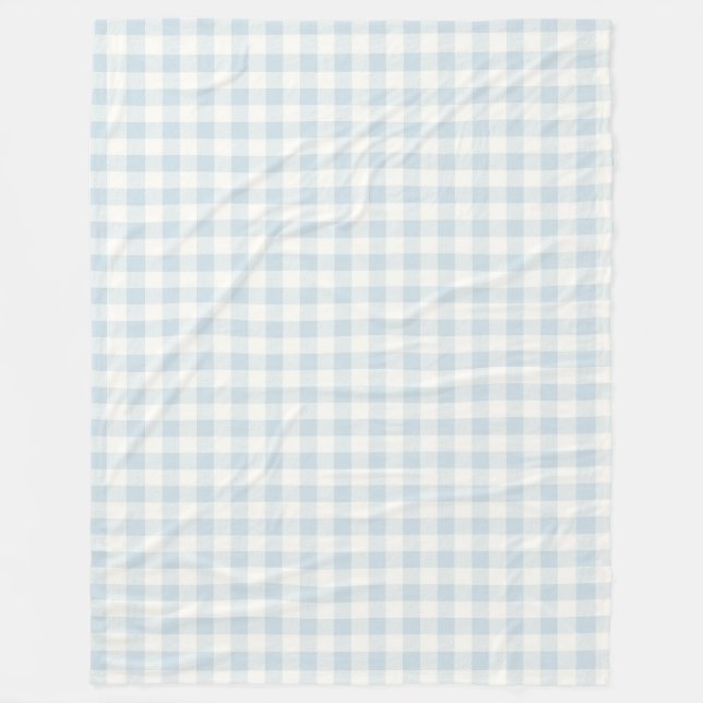Couverture Polaire Bleu Clair Blanc Carreaux Rayures   (Devant)