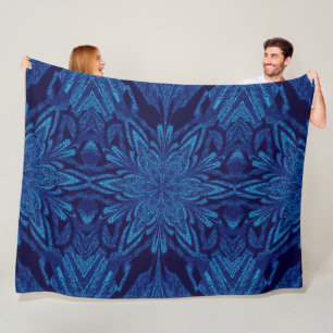 Couverture Polaire Bleu de Bohême Abstrait dans Jasmin Noir Floral