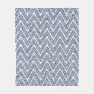 Couverture Polaire Bleu Denim Poussiéreux à Motif Chevron