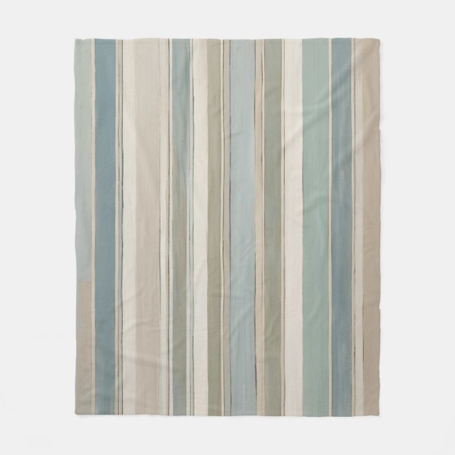 Couverture Polaire Bleu Duché Turquoise Sage Beige Stripe (Devant)