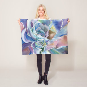 Couverture Polaire Bleu Echeveria Toison Succulente Blanket, 3 taille