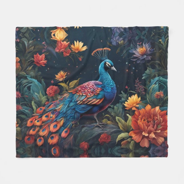 Couverture Polaire Bleu élégant et gamme Peacock Star Jardin plein (Devant (Horizontal))