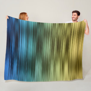 Couverture Polaire Bleu et Bande d'or Blanche en polaire