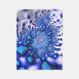 Couverture Polaire Bleu et blanc Trippy Super Fractal Abstrait