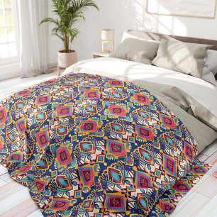 Couverture Polaire Bleu et Rose Tribal Bohème