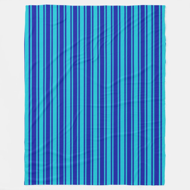 Couverture Polaire Bleu et turquoise bandes bonbons (Devant)