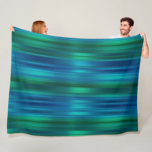 Couverture Polaire Bleu et vert rayé