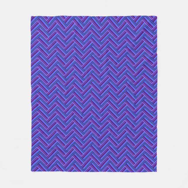Couverture Polaire Bleu et violet rayures double tissage (Devant)