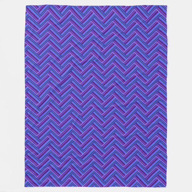 Couverture Polaire Bleu et violet rayures double tissage (Devant)