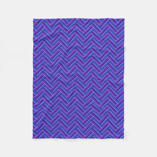 Couverture Polaire Bleu et violet rayures double tissage (Devant)