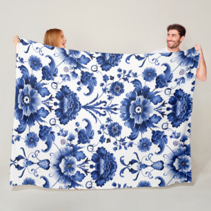 Couverture Polaire Bleu floral