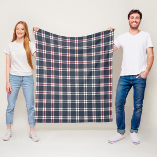 Couverture Polaire Bleu foncé Bleu Blancs En vichy Plaid Motif