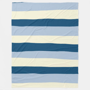 Couverture Polaire Bleu foncé, Bleu clair et Crème