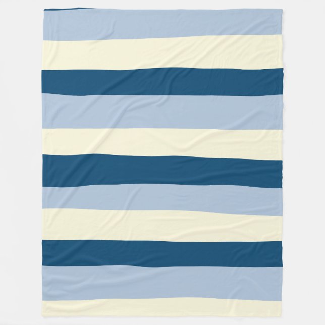 Couverture Polaire Bleu foncé, Bleu clair et Crème (Devant)