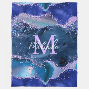 Couverture Polaire Bleu foncé et violet Parties scintillant Agate océ