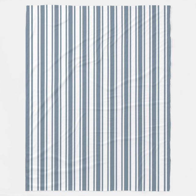 Couverture Polaire Bleu gris et blanc rayures de bonbons (Devant)