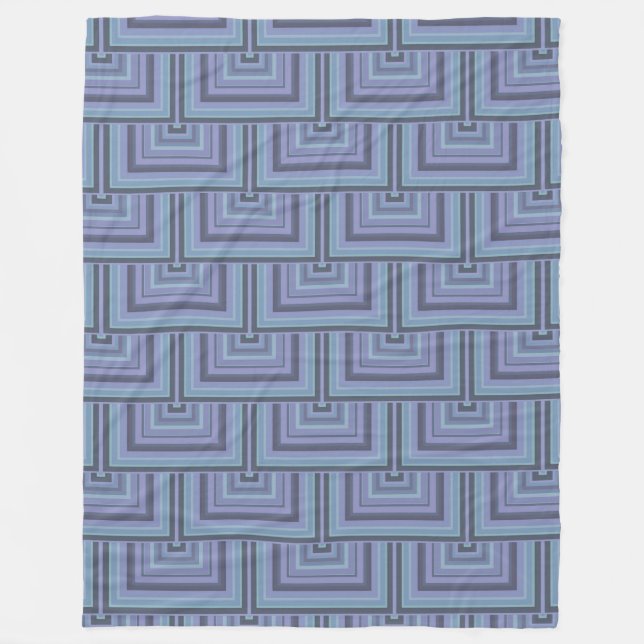 Couverture Polaire Bleu gris rayures carré motif (Devant)
