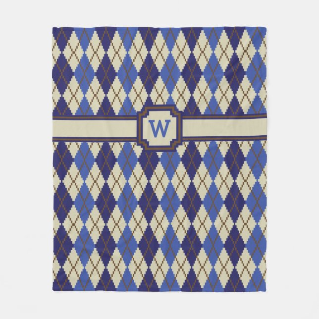 Couverture Polaire Bleu Jacquard Scone Blanche polaire (Devant)