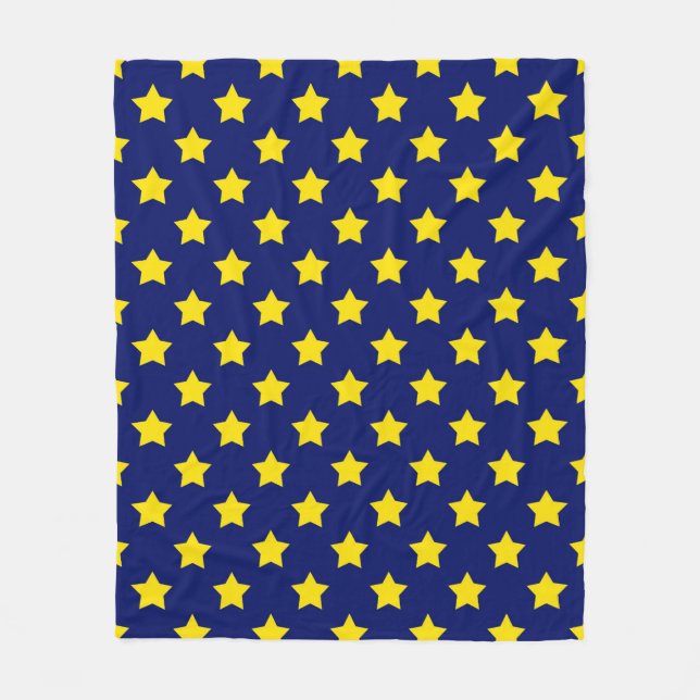 Couverture Polaire Bleu Jaune Etoiles Motif (Devant)
