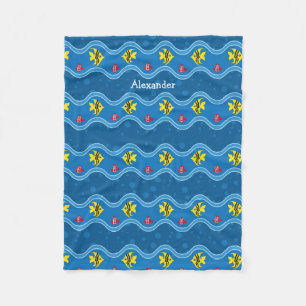 Couverture Polaire Bleu Jaune Ici Poisson Enfants