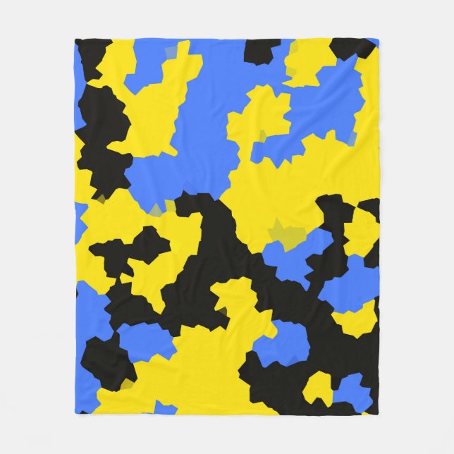 Couverture Polaire Bleu Jaune Noir Conception abstraite (Devant)