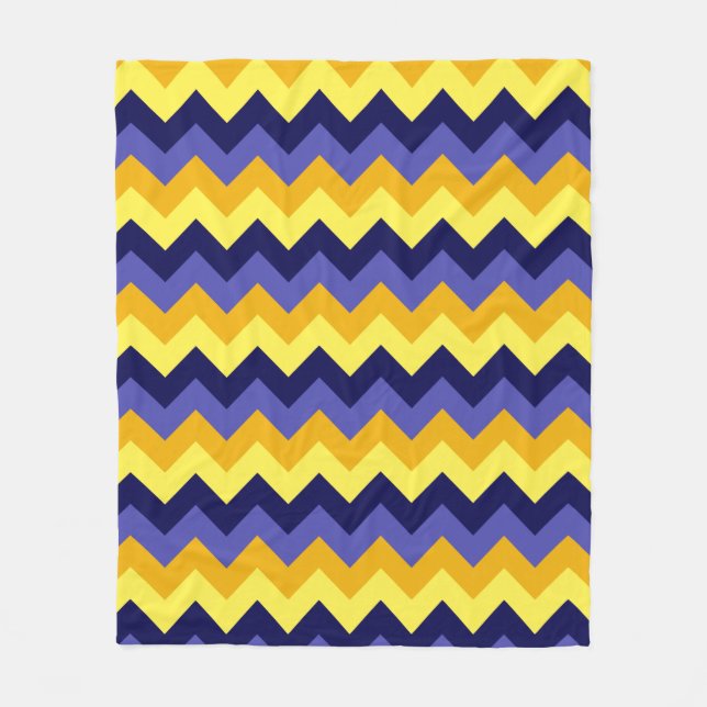Couverture Polaire Bleu Jaune Or Chevrons Moyenne polaire Blanche (Devant)