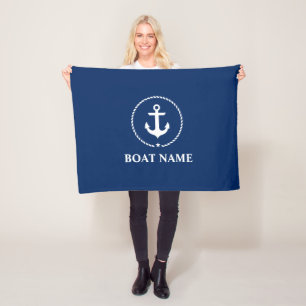 Couverture Polaire Bleu marine nautique de corde d'Ancre de nom de