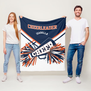 Couverture Polaire Bleu marine, Orange & Blanc 📣 Pom-pom girl