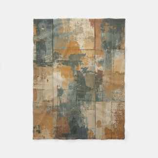 Couverture Polaire Bleu marine orange brûlé bois rustique patiné