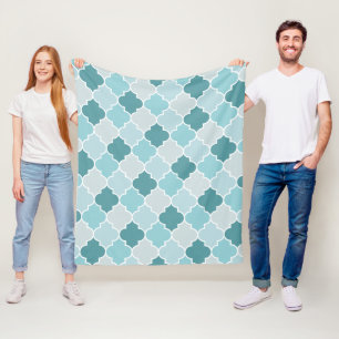 Couverture Polaire Bleu Marocain Trellis, Lattes, Quatrefoil