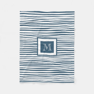 Couverture Polaire Bleu monogramme Bleu Blancs