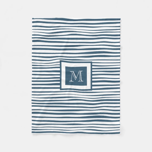 Couverture Polaire Bleu monogramme Bleu Blancs (Devant)