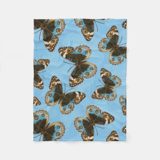 Couverture Polaire Bleu motif papillon Pansy (Devant)