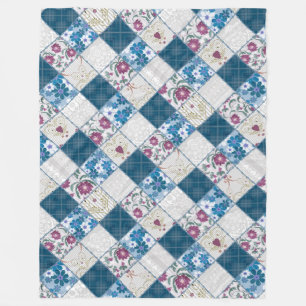 Couverture Polaire Bleu motif rustique à la mode  de déchirures de ti