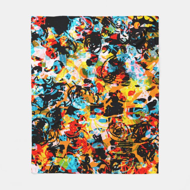 Couverture Polaire Bleu, noir, blanc, orange. Bright continu  (Devant)