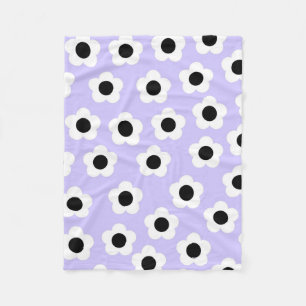 Couverture Polaire Bleu Noir Blanc Tropical Floral Printemps Botaniqu