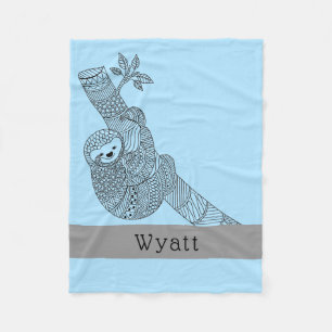 Couverture Polaire Bleu nommé personnalisé par Boho tribal de pares