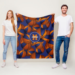 Couverture Polaire bleu orange de l'équipe de l'école couleurs basket