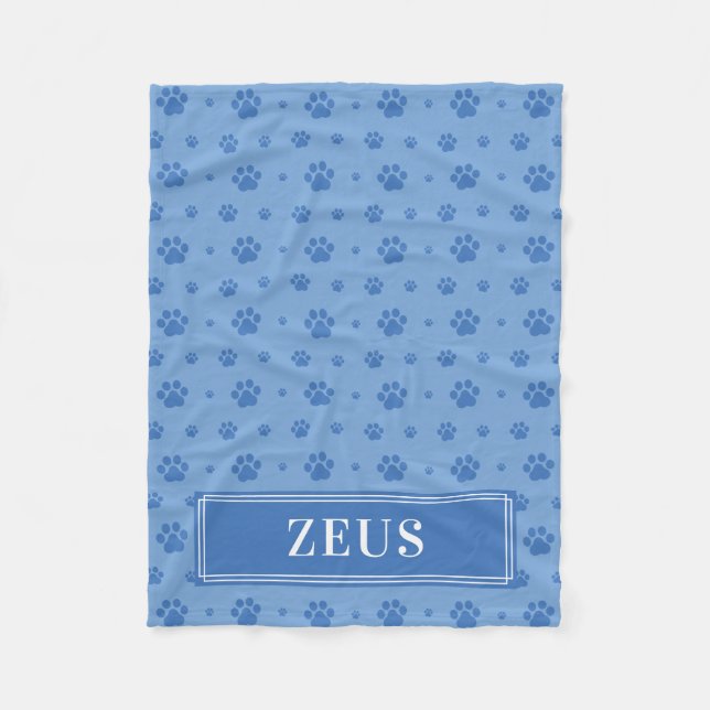 Couverture Polaire Bleu Paos Monogramme Pet Fleece Blanche (Devant)