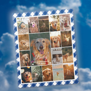 Couverture Polaire Bleu Plaid Bordure 17 Photo Collage Pet Memorial